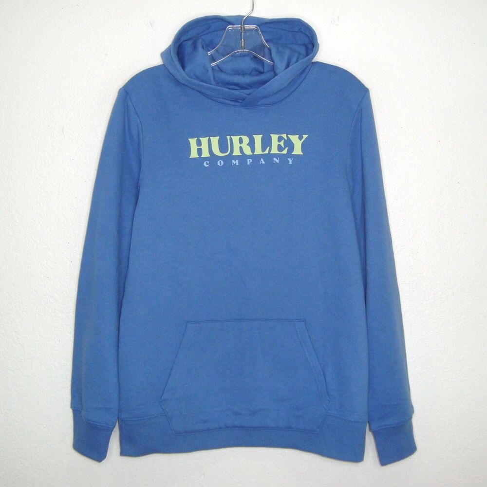 NWT HURLEY Youth Cotton Blend Blue Hoodie Sweatshirt Size XL (18-20)